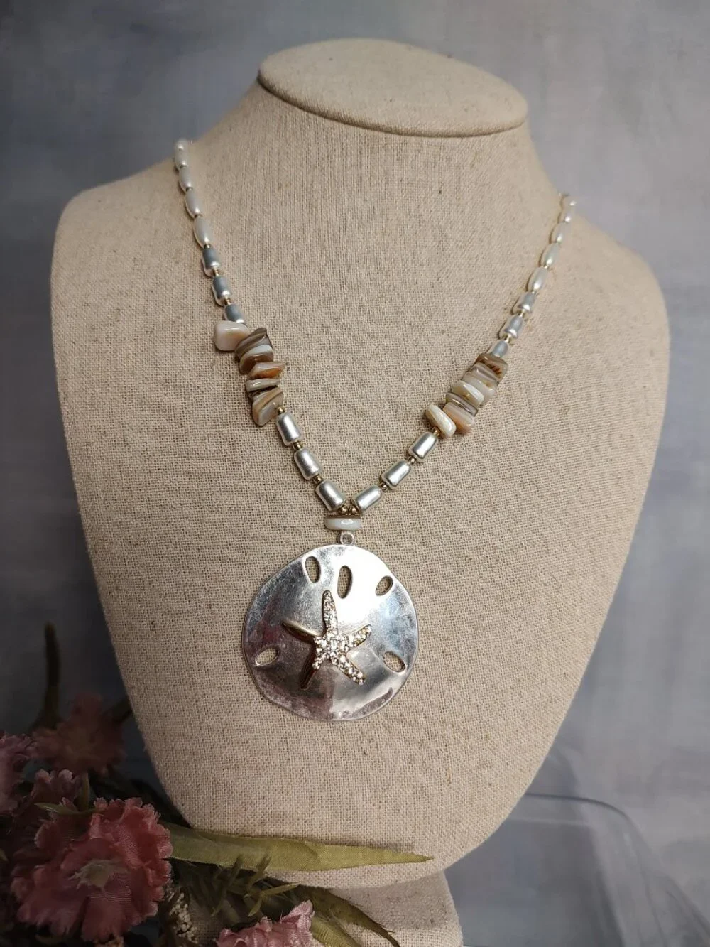 Park Lane Riptide Starfish Sand Dollar Pendant Necklace Shell Beads Coastal